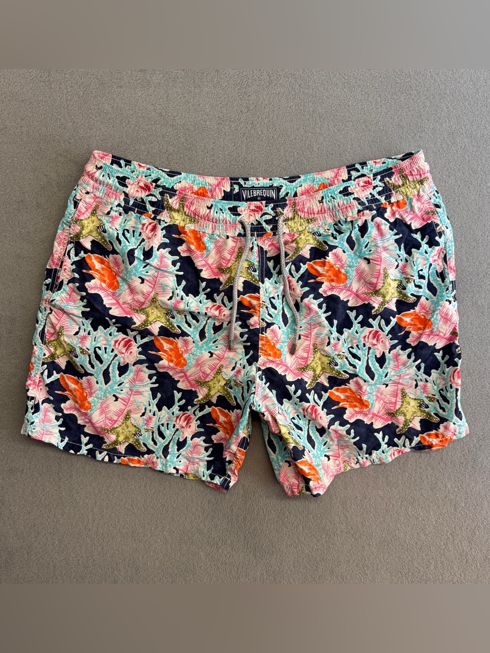 Vilebrequin Swim Trunks Shorts XXL Men’s Coral Floral Surfing Beach Lined Blue